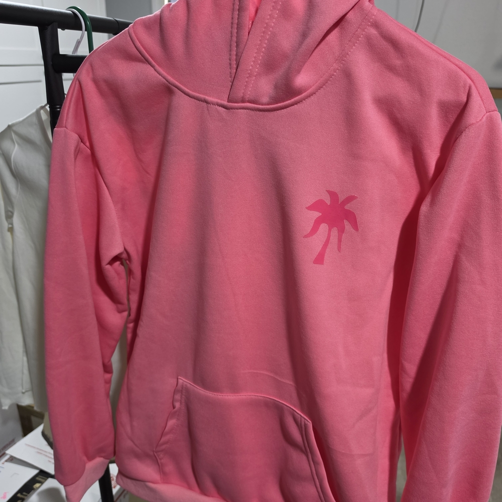 Pink Hoodie with Palm Tree Logo